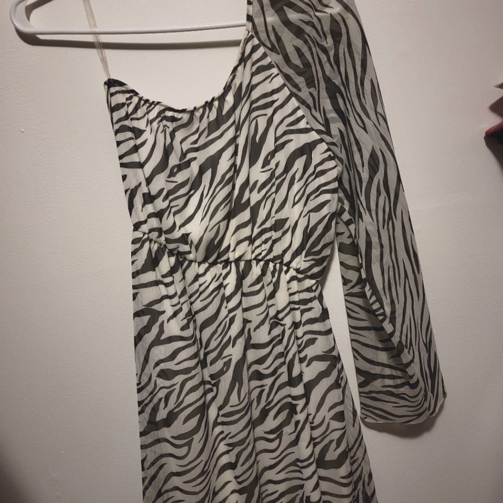 Ruby Rox Zebra Print One Shoulder Dress - Picture 2 of 3